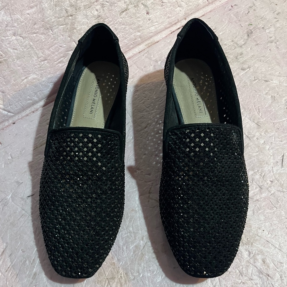 ANTONIO MELANI women’s black slip on loafers size 7.5